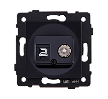 Розетка двойная TV (мама) + RJ45 Cat.6, черный Kollinger REA-021BK для Aspekt, Eleganz, Reflex