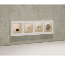 Комплект механизма TV розетки оконечной экранированной 5-1000MHz 3dB Alfa Шампань Quant Ambrella Volt MA613005 (AP6130, VM199)