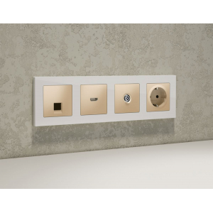 Комплект механизма TV розетки оконечной экранированной 5-1000MHz 3dB Alfa Шампань Quant Ambrella Volt MA613005 (AP6130, VM199)