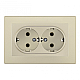 Розетка двойная с/з и шторками Arte Milano SET06-double-40-2 shampan