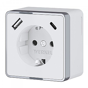 Розетка с заземлением, шторками и USB тип A+C Werkel Gallant W5071706 4690389179624 a057701