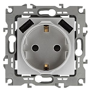 Розетка 2P+E со шторками и 2xUSB Эра 14-4109-03 Б0047869