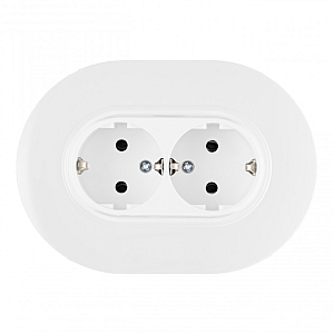 Круглая розетка двойная с/з и шторками Arte Milano SET08-double-40-2 white