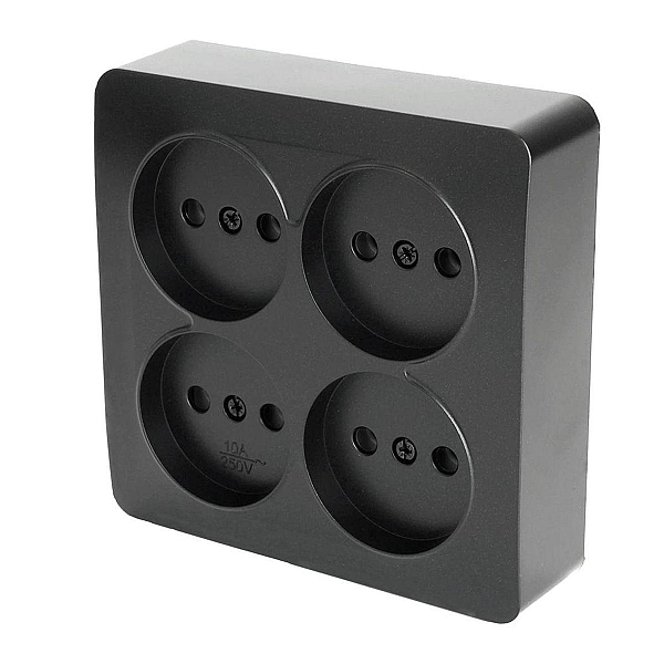 Розетка четырехместная 2P Stekker София черный матовый MST10-14S-05 49508
