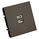 Розетка 2-местная USB + Type C (механизм), Stekker, 250В, 20W Эмили, RST10-5115-09, антрацит, soft touch 49931