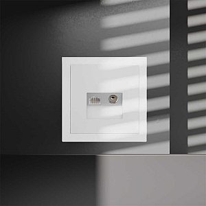 Розетка телевизионная встраиваемая Voltum S70 TV+RJ45 кат. 6, (белый матовый) VLS060702