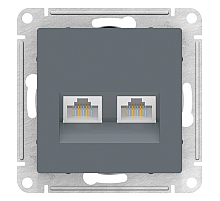 Розетка двойная компьютерная RJ45+RJ45 кат. 6А, механизм Systeme Electric AtlasDesign Грифель ATN000788
