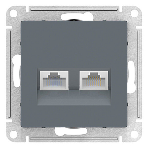 Розетка двойная компьютерная RJ45+RJ45 кат. 6А, механизм Systeme Electric AtlasDesign Грифель ATN000788