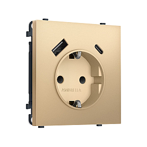 Комплект механизма электрической розетки SIGMA Золото Мягкое касание 2USB A+C 20W Ambrella Volt MS890010 (SP8900, PR160)