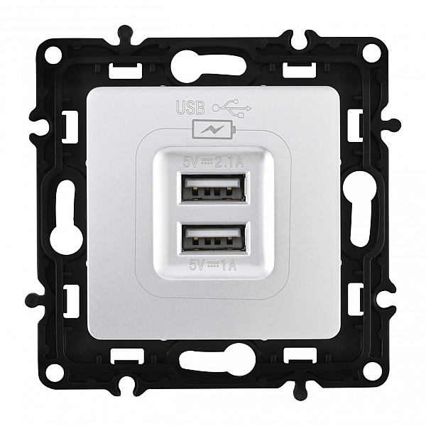 Розетка USB 2.1А+1А Arte Milano 217.46-1.silver