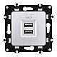 Розетка USB 2.1А+1А Arte Milano 217.46-1.silver