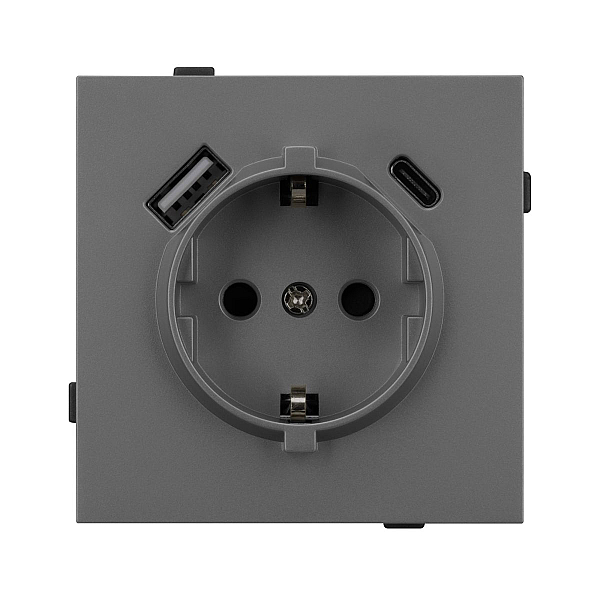 Механизм розетки с USB зарядкой Arlight SCT-TENDO-MUAC-SFPL-GR (230V, 16A) 054609