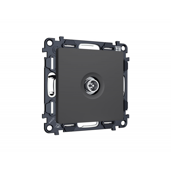 Комплект механизма TV розетки оконечной экранированной 5-1000MHz 3dB Alfa Графит мягкое касание Quant Ambrella Volt MA913005 (AP9130, VM199)