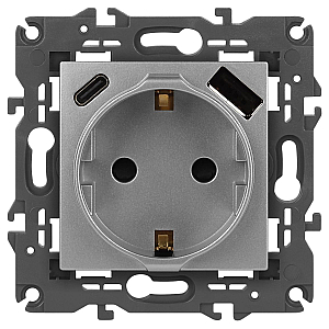 Розетка со шторками с USB type-A+C Эра Elegance 14-4108-03 Б0067741