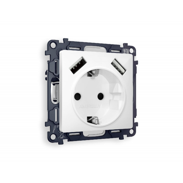 Комплект механизма розетки 2USB A+A 18W (быстрая зарядка) с/з Ambrella Volt Alfa MA109010 Комплект механизма розетки 2USB A+A 18W (быстрая зарядка) с/з Ambrella Volt Alfa MA109010