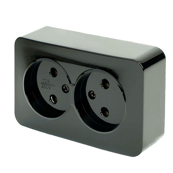 Розетка двойная 2P Stekker София черный MST10-12-02 49315