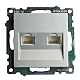 Розетка компьютерная 2-местная RJ-45 (механизм) Stekker GLS00-7109-03 Катрин, серебро 50005