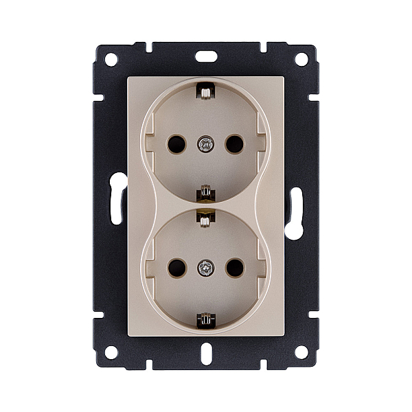 Розетка штепсельная SCHUKO двойная 16A/250 В, золотой Kollinger REA-032GD для Aspekt, Eleganz, Reflex