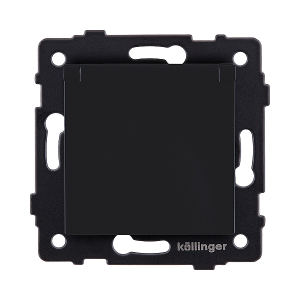 Розетка штепсельная SCHUKO 16A/250 В с крышкой, черный матовый Kollinger REA-006BM для Aspekt, Eleganz, Reflex