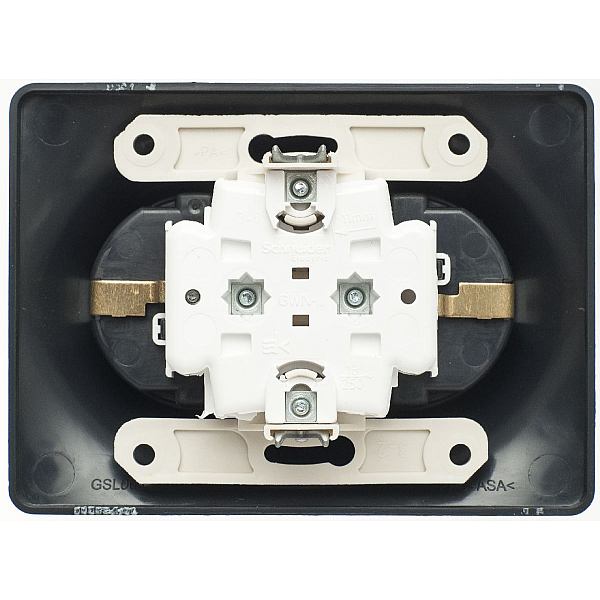 Розетка двойная 2К+З Systeme Electric Glossa 16A 250V со шторками антрацит GSL000726