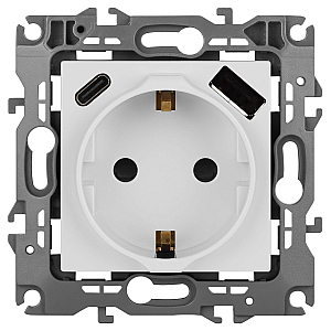 Розетка со шторками с USB type-A+C Эра 12-4108-01 Б0067752