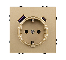 Розетка штепсельная SCHUKO 16A/250 В с USB A+C 20W, золотой Kollinger Eclipse EC-016GD