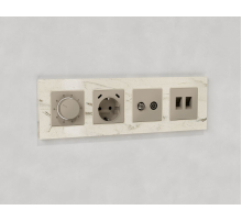 Комплект механизма компьютерной двойной розетки RJ-45 с автоматической защитной шторкой Alfa Серо-бежевый матовый Quant Ambrella Volt MA372110 (AP3721, VM189)