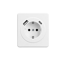 Розетка ROUND 1-ая с/з с/у з/ш 16А с USB A+C быстрой зарядки 5В/3А перламутр KRANZ KR-78-0704-1