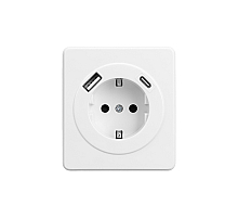 Розетка ROUND 1-ая с/з с/у з/ш 16А с USB A+C быстрой зарядки 5В/3А перламутр KRANZ KR-78-0704-1