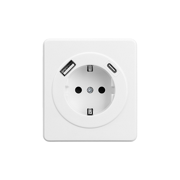 Розетка ROUND 1-ая с/з с/у з/ш 16А с USB A+C быстрой зарядки 5В/3А перламутр KRANZ KR-78-0704-1