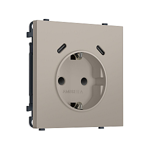 Комплект механизма электрической розетки SIGMA Серо-бежевый матовый 2USB С+C 20W Ambrella Volt MS370510 (SP3705, PR165)