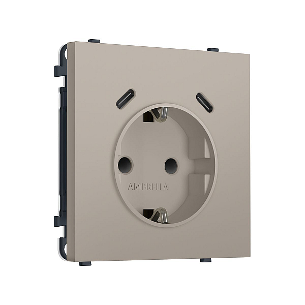 Комплект механизма электрической розетки SIGMA Серо-бежевый матовый 2USB С+C 20W Ambrella Volt MS370510 (SP3705, PR165)