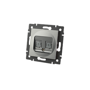 Механизм компьютерной розетки двойной Arlight SCT-MPC2-PL-GR-V (RJ-45, CAT6) 049851