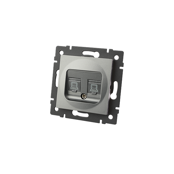Механизм компьютерной розетки двойной Arlight SCT-MPC2-PL-GR-V (RJ-45, CAT6) 049851