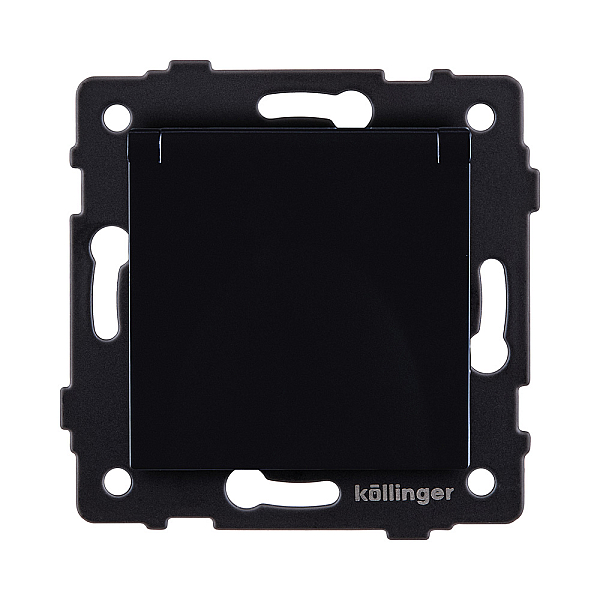 Розетка штепсельная SCHUKO 16A/250 В с крышкой, черный Kollinger REA-006BK для Aspekt, Eleganz, Reflex