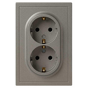 Розетка Эра Galaxy 15-2104-07 с заземлением двойная 2X2P+E Schuko 16А-250В IP20 титан Б0070689