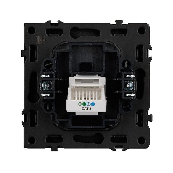 Розетка телефонная софт-тач черный оникс Arlight SCT-MTL1-SFPL-BK (RJ-11, 4C) 054301(1)