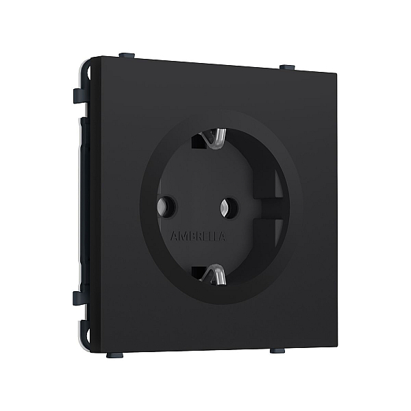 Комплект механизма электрической розетки SIGMA Черный Мягкое касание 50Hz 2P+E с/з 16A-250V QUANT PRO Ambrella Volt MS986010 (SP9860, PR141)
