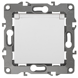 Розетка ЭРА 12 2P E Schuko со шторками с крышкой 16A 250V 12-2003-01 Б0038806