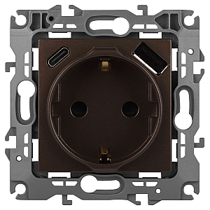 Розетка со шторками с USB type-A+C Эра 12-4108-13 Б0067757