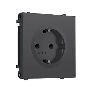 Комплект механизма электрической розетки SIGMA Графит Мягкое касание 50Hz 2P+E с/з с/ш 16A-250V QUANT PRO Ambrella Volt MS907010 (SP9070, PR141)