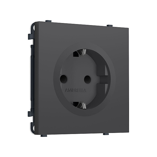 Комплект механизма электрической розетки SIGMA Графит Мягкое касание 50Hz 2P+E с/з с/ш 16A-250V QUANT PRO Ambrella Volt MS907010 (SP9070, PR141)