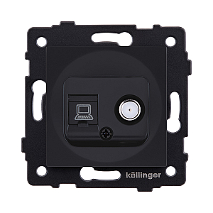 Розетка двойная спутниковая SAT + RJ45 Cat.6, черный матовый Kollinger REA-014BM для Aspekt, Eleganz, Reflex