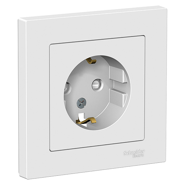 Розетка 2К+З Systeme Electric AtlasDesign 16A 250V со шторками белая ATN000144