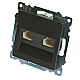 Розетка компьютерная 2-местная RJ-45 (механизм) Stekker GLS00-7109-06 Катрин, графит 50008