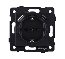 Розетка штепсельная SCHUKO 16A/250 В с USB A+C 20W, черный матовый Kollinger REA-004BM для Aspekt, Eleganz, Reflex