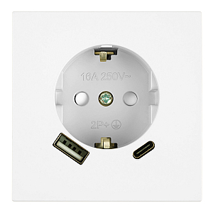 Розетка 1-местная 16А + USB + Type C (механизм) Stekker 250В 20W Мия RST16-3119-01 50438