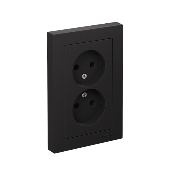 Розетка двойная 2К Systeme Electric AtlasDesign 16A 250V карбон ATN001020