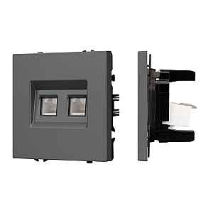 Розетка компьютерная двойная софт-тач серый базальт Arlight SCT-MPC2-SFPL-GR (2хRJ-45, CAT6) 054315(1)