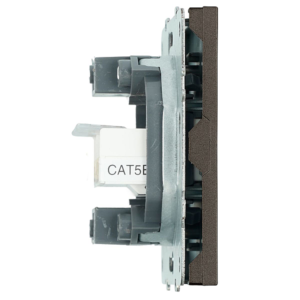Розетка компьютерная 2-местная RJ-45 (механизм), Stekker Эмили, RST00-5111-09, антрацит, soft touch 49926